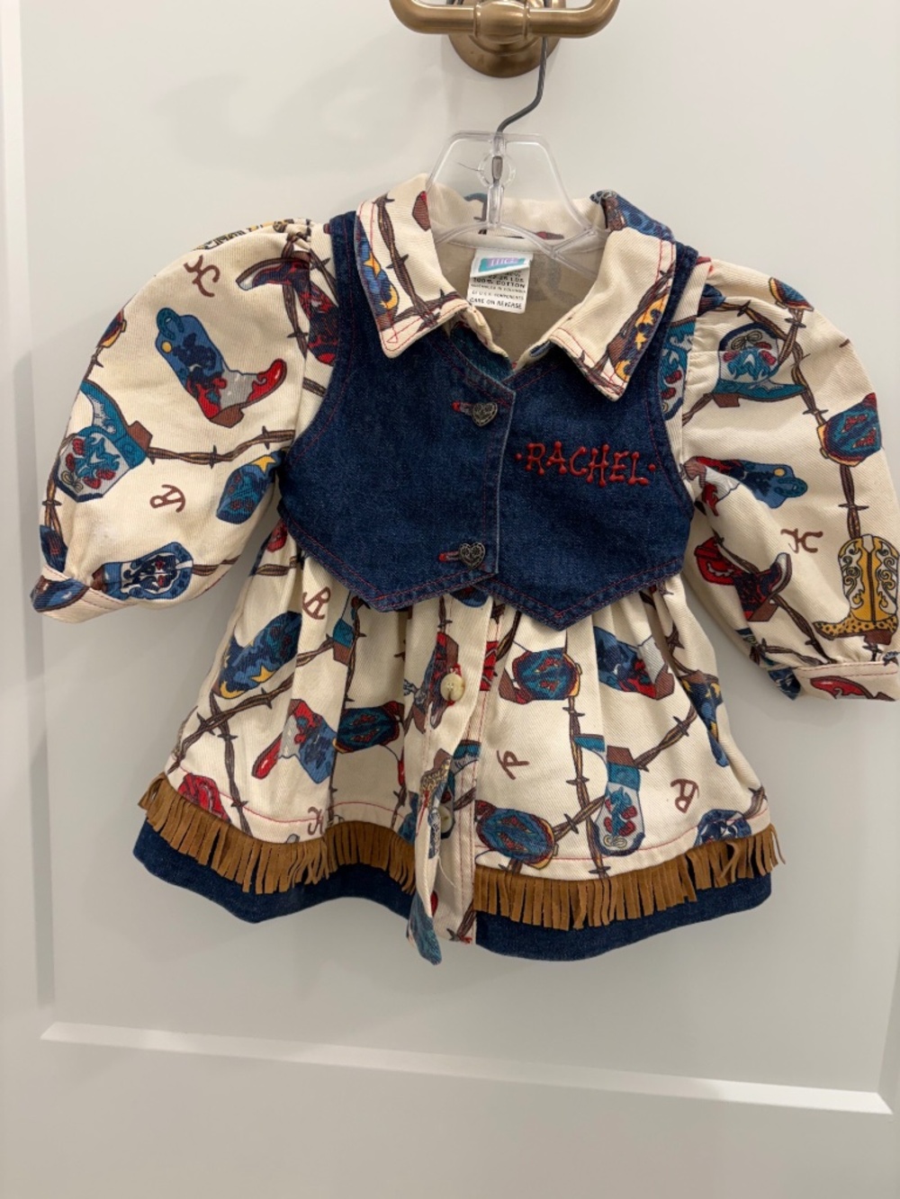 Vintage Little Me Western Dress Monogrammed for "Rachel"